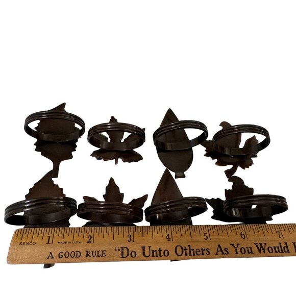 Rustic Leaf Design Napkin Rings Set Of 8 Holiday Fall Home Decor Dining  Brown - Picture 2 of 15